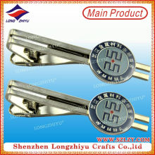 Brillante plata plateada epoxi círculo de fundición marca barras paralelas Tie Clip